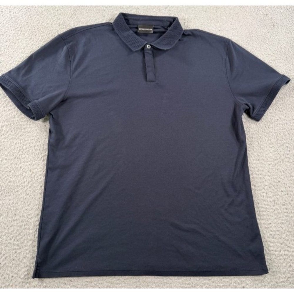 Emporio Armani Polo Shirt Mens 3XL Navy Blue Short Sleeve Textured Collar Cotton